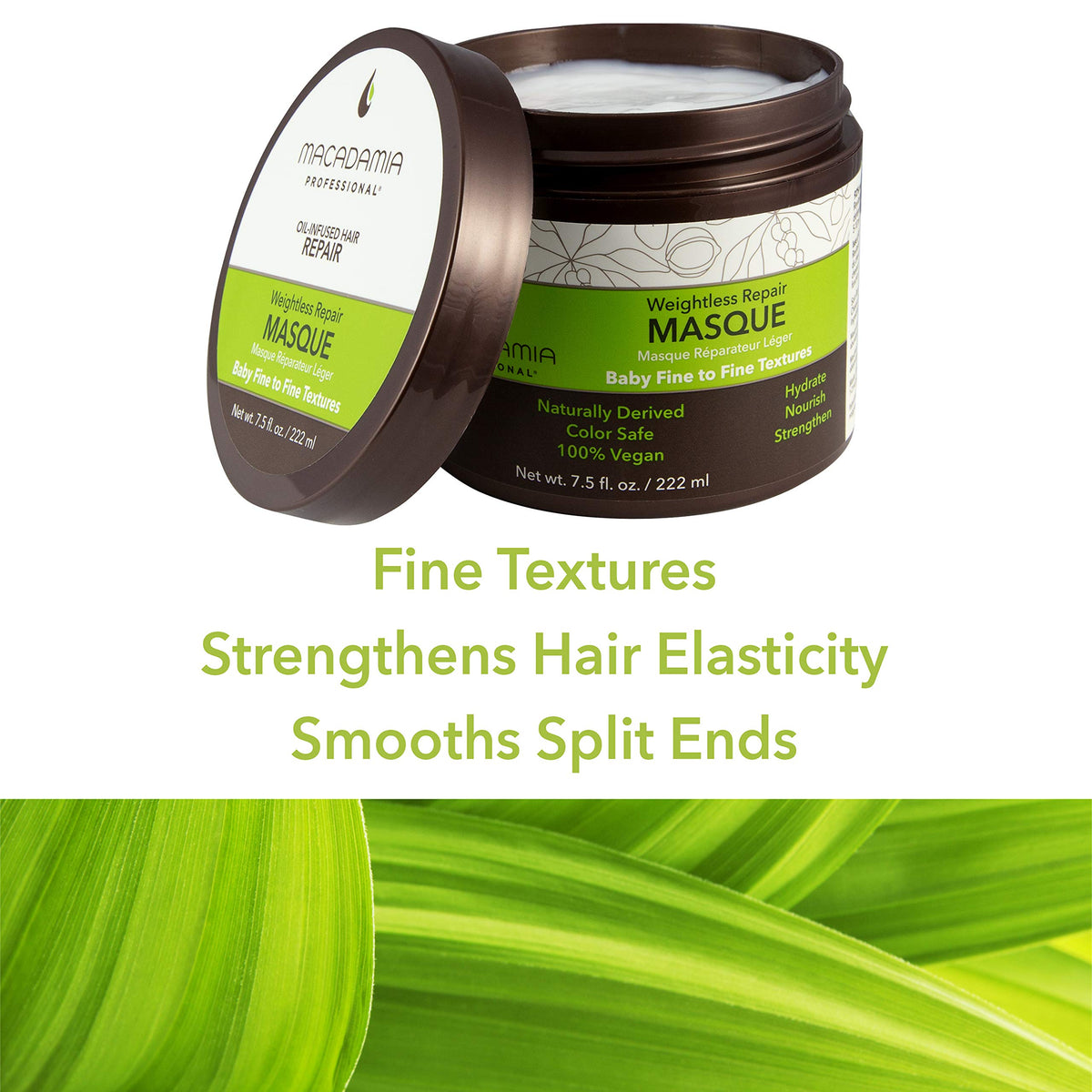 macadamia professional 7.5 fl oz tub in hand for size and scale
