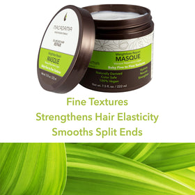 macadamia professional 7.5 fl oz tub in hand for size and scale