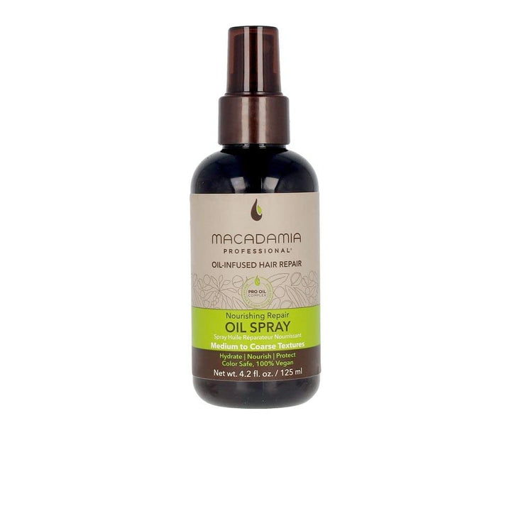 Macadamia Professional front bottle view showing sleek spray and hydrating benefit