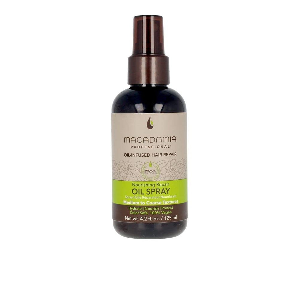 Macadamia Professional front bottle view showing sleek spray and hydrating benefit