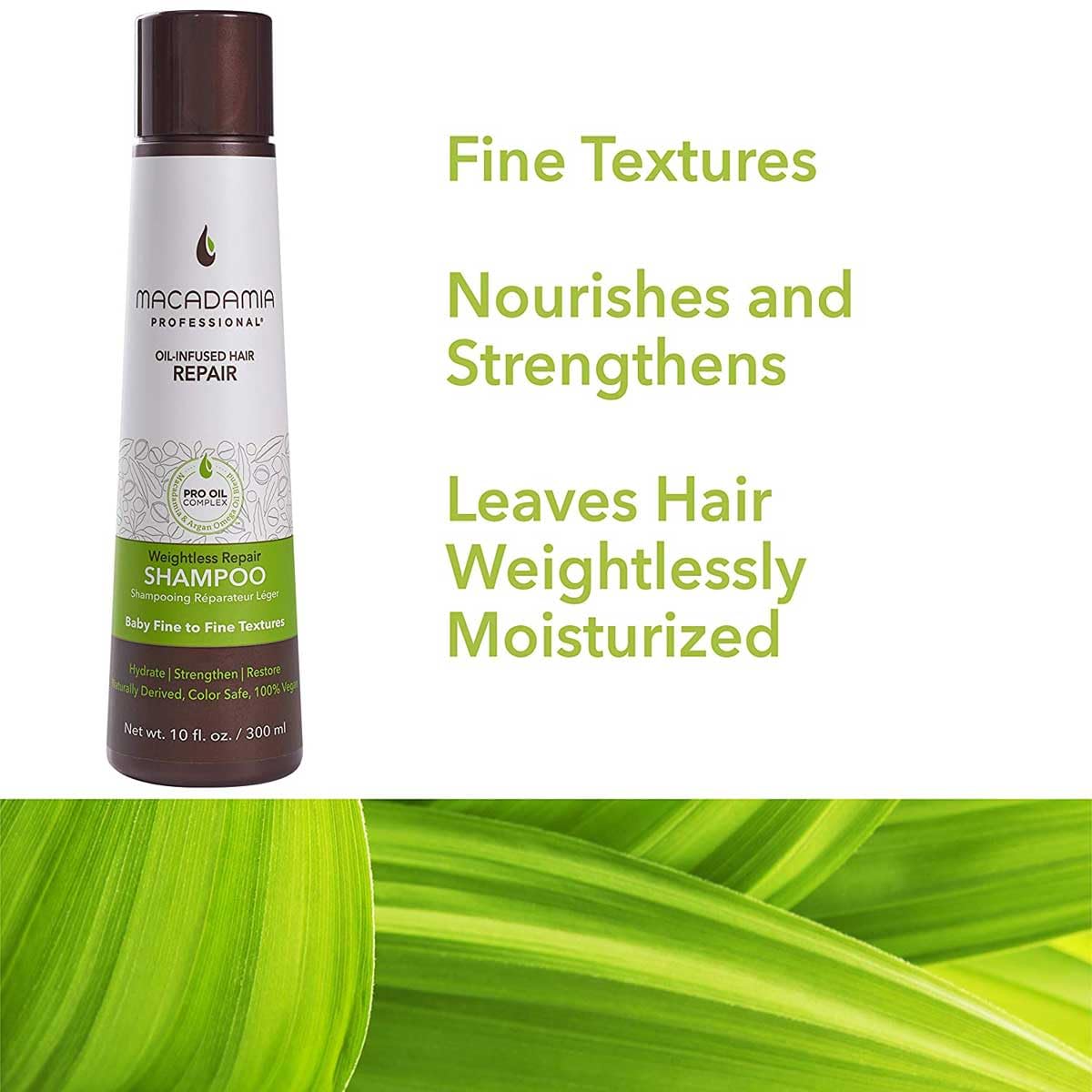 Macadamia Professional being applied to wet hair to boost volume and cleanse