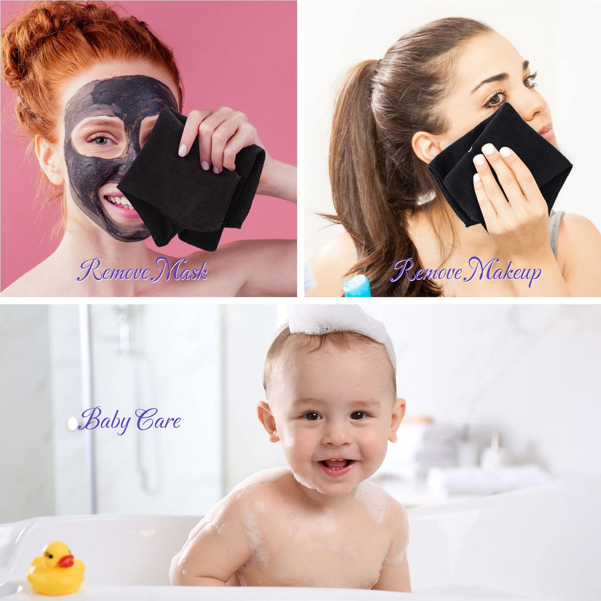 Macarrie towel removing mascara to show gentle makeup removal and skin-friendly action