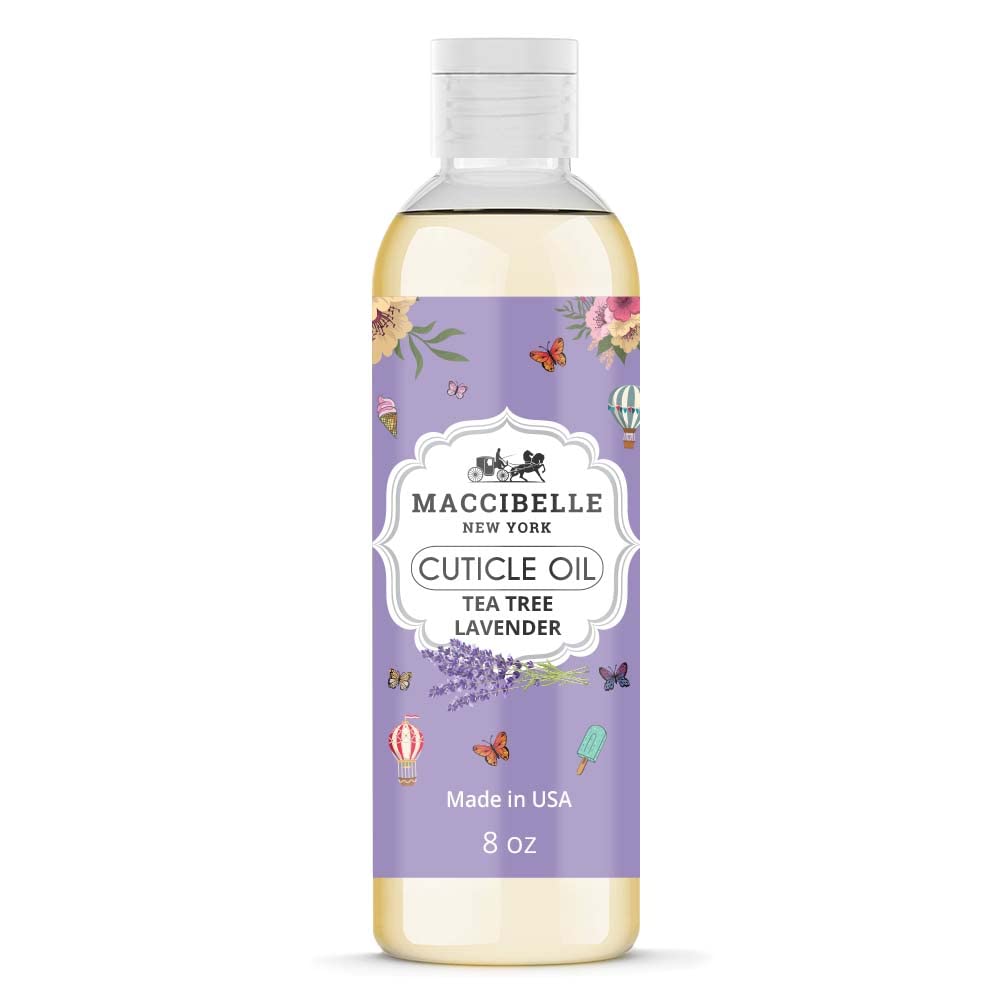 Maccibelle front label of lavender 8oz refill showing product and clear benefits