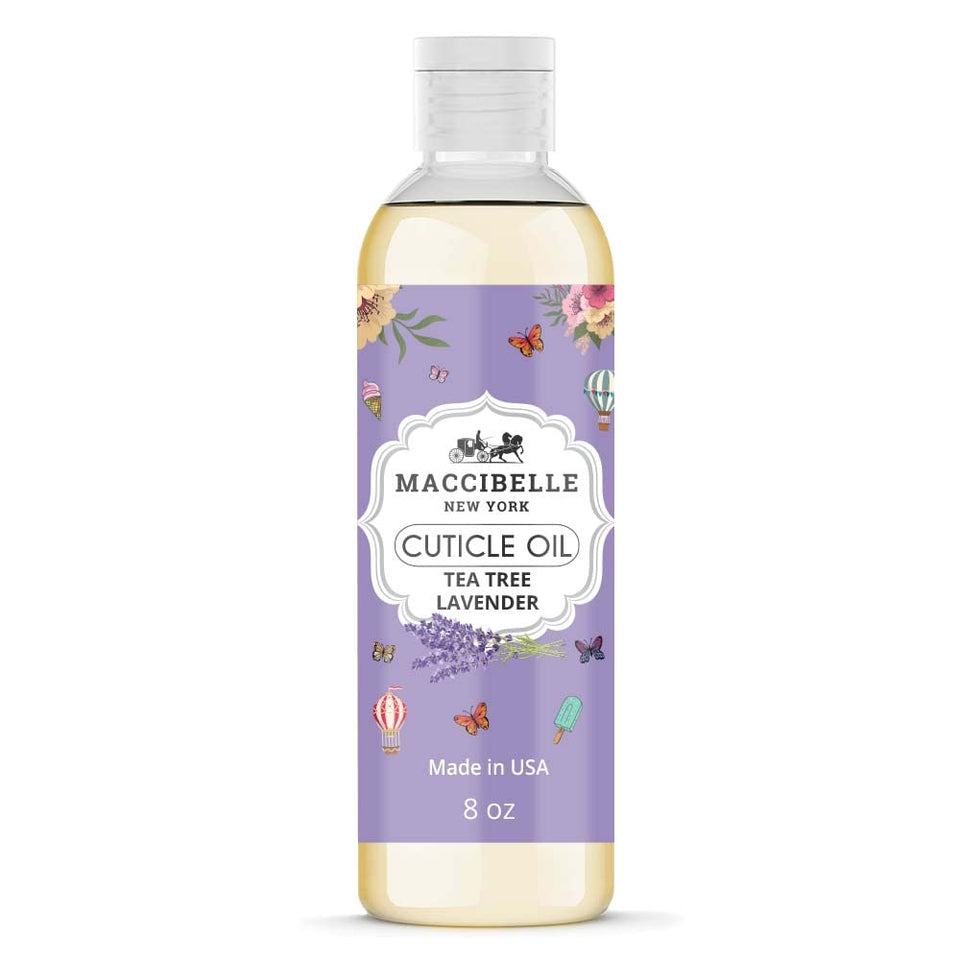 Maccibelle front label of lavender 8oz refill showing product and clear benefits