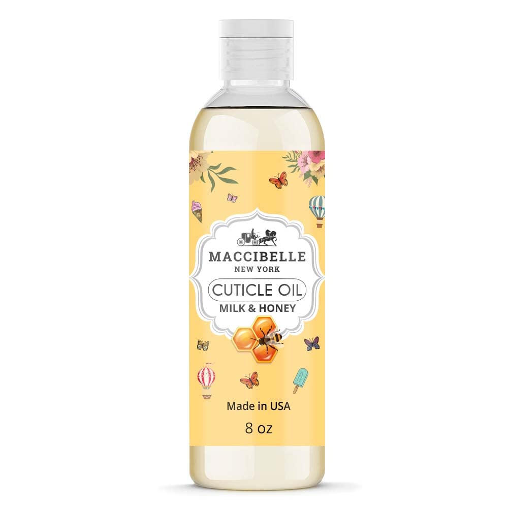 Maccibelle milk and honey refill bottle front view showing size and label benefits