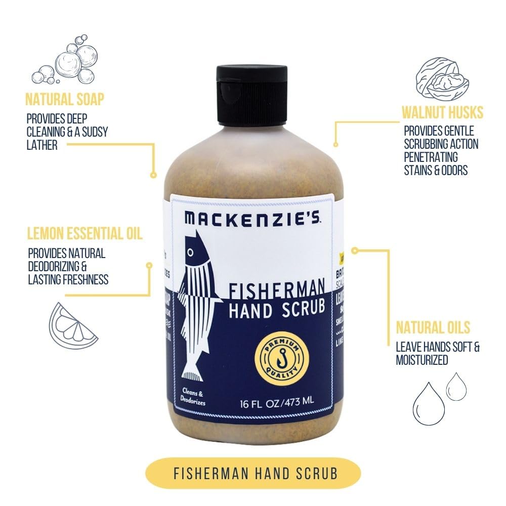 MacKenzie's hand scrub in use in a kitchen removing fish and food odors quickly