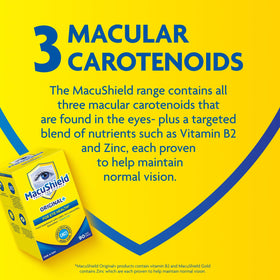 Close-up of MacuShield soft-gel capsule showing smooth texture and easy swallowing benefit