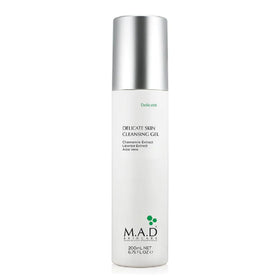 M.A.D Skincare cleansing gel front packaging shows gentle formula and 6.75 oz size, soothing benefits
