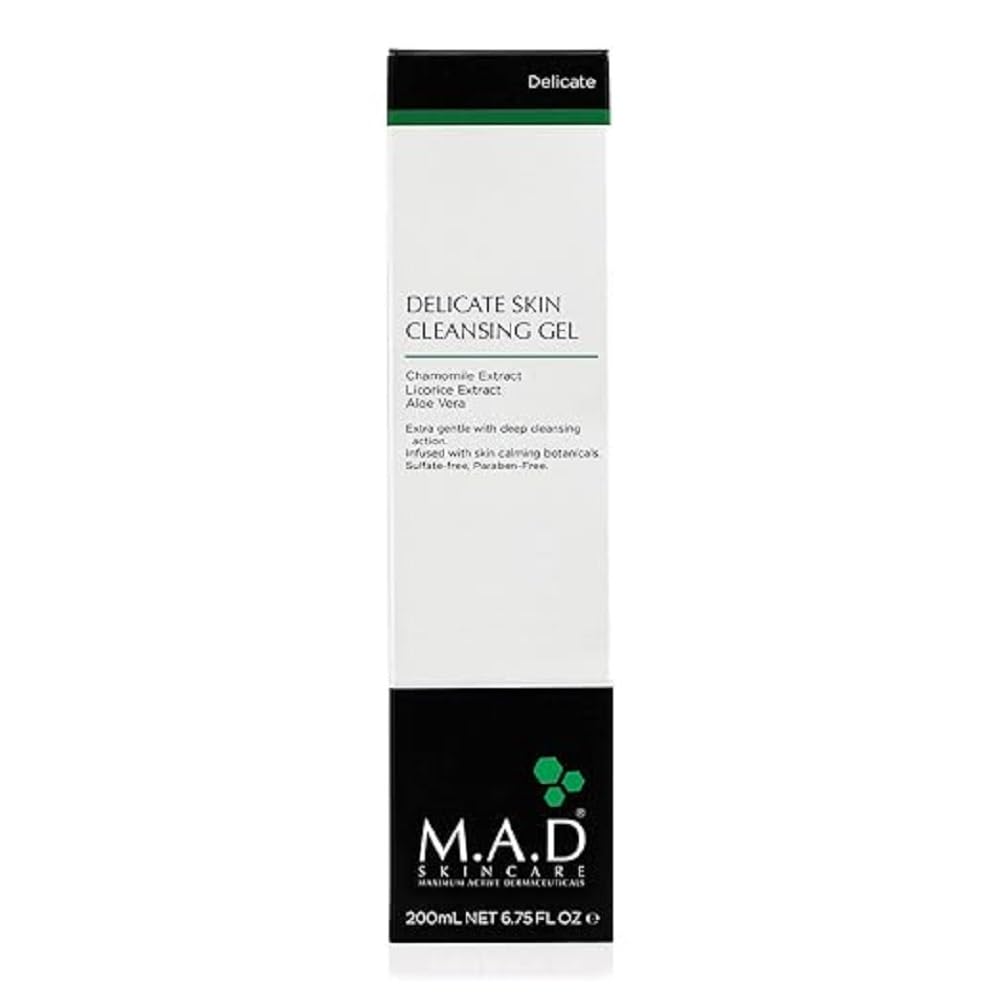 M.A.D Skincare cleansing gel texture closeup highlights lightweight gel and quick hydrating feel