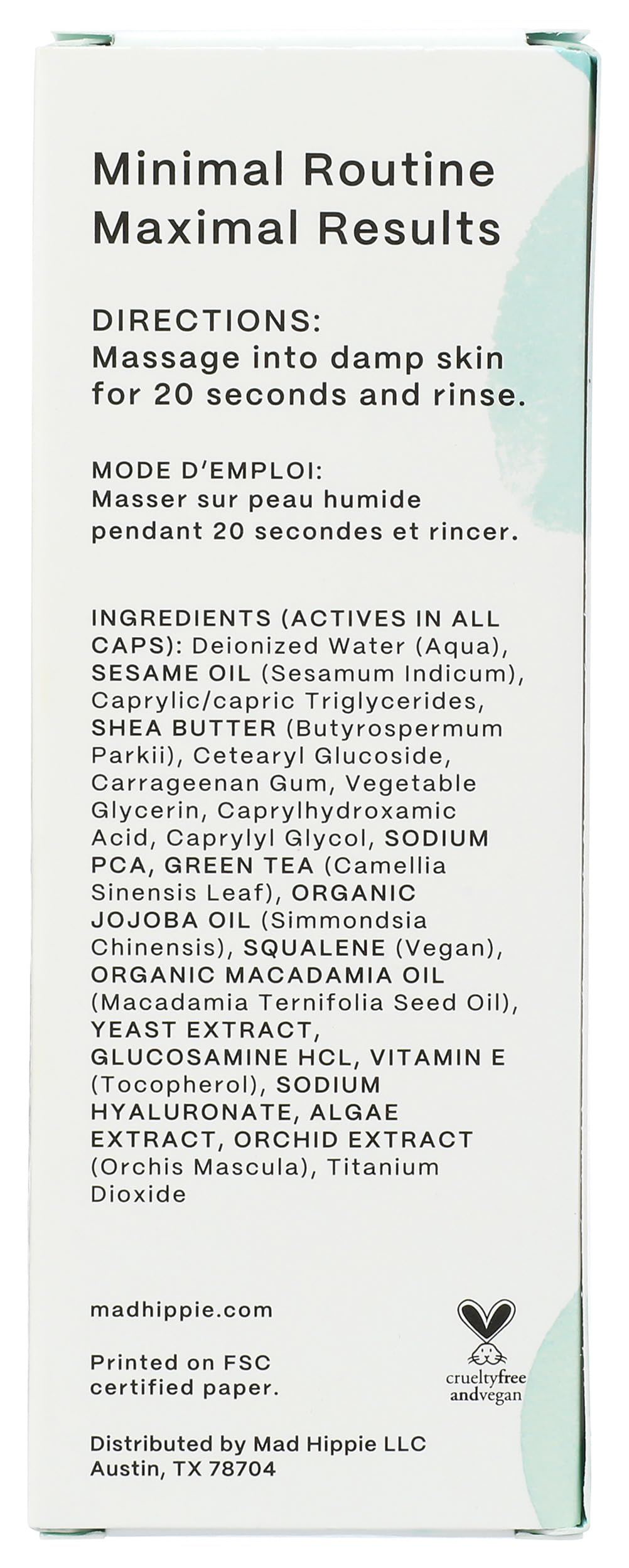 Mad Hippie cap and label detail highlighting clean ingredients and easy dispense
