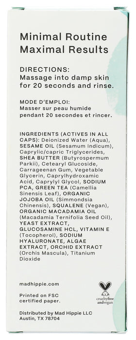 Mad Hippie cap and label detail highlighting clean ingredients and easy dispense
