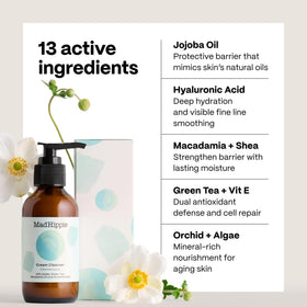Mad Hippie rinse-off scene demonstrating gentle cleansing and soft skin feel