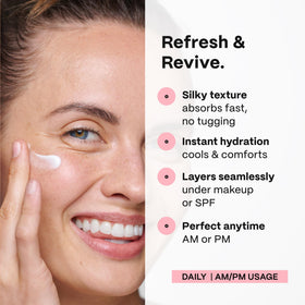 Mad Hippie eye cream application demo with fingertip patting under-eye to reduce puffiness and fine lines