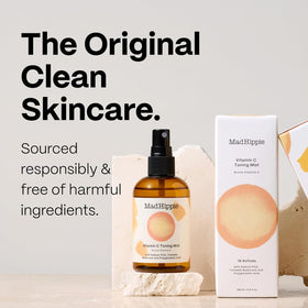 Hand applying Mad Hippie mist demonstrating quick hydration benefit