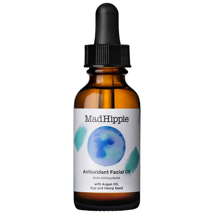Mad Hippie bottle front view showing label and size benefit of clear ingredient info