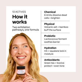 Mad Hippie key ingredients display with AHAs and probiotics emphasizing balanced formulation