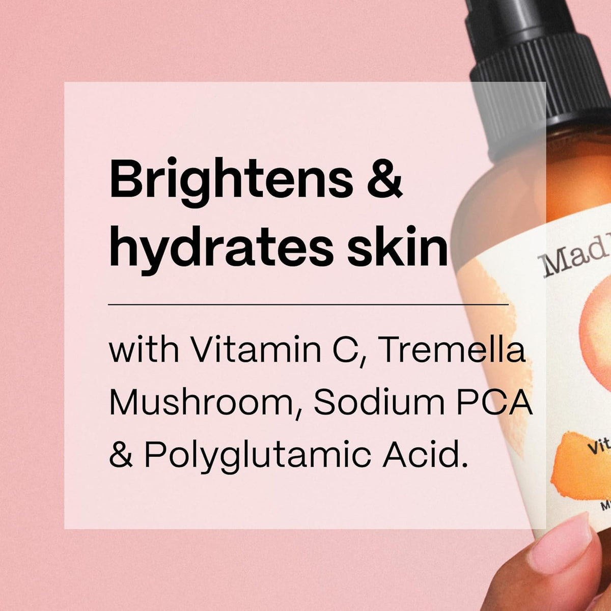 Person misting face with Mad Hippie in bathroom for instant refresh benefit