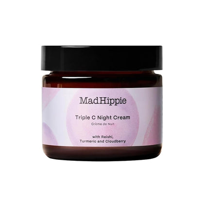 Mad Hippie front jar view showing compact night cream packaging and benefits