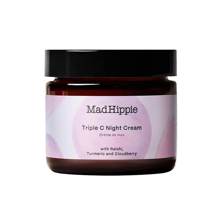 Mad Hippie front jar view showing compact night cream packaging and benefits