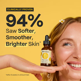Mad Hippie vitamin C bottle close-up highlighting stable formula benefits