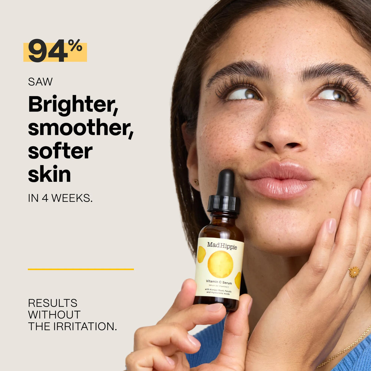 Mad Hippie Vitamin C serum droplet detail highlighting stable formula benefit