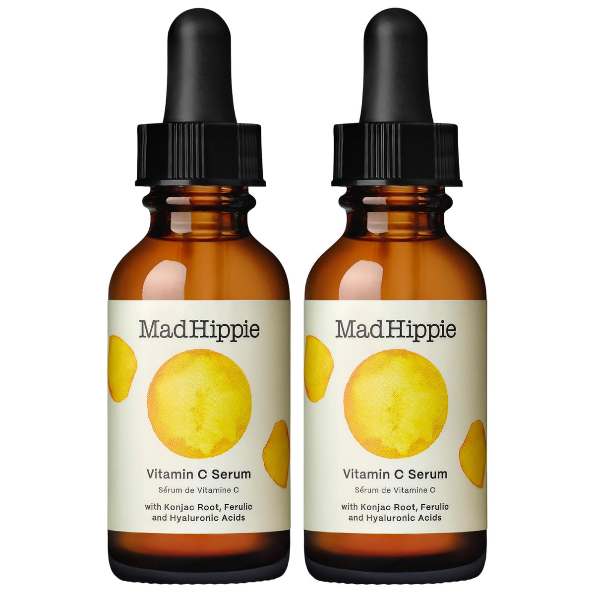 Mad Hippie front packaging showing two serum bottles and benefits