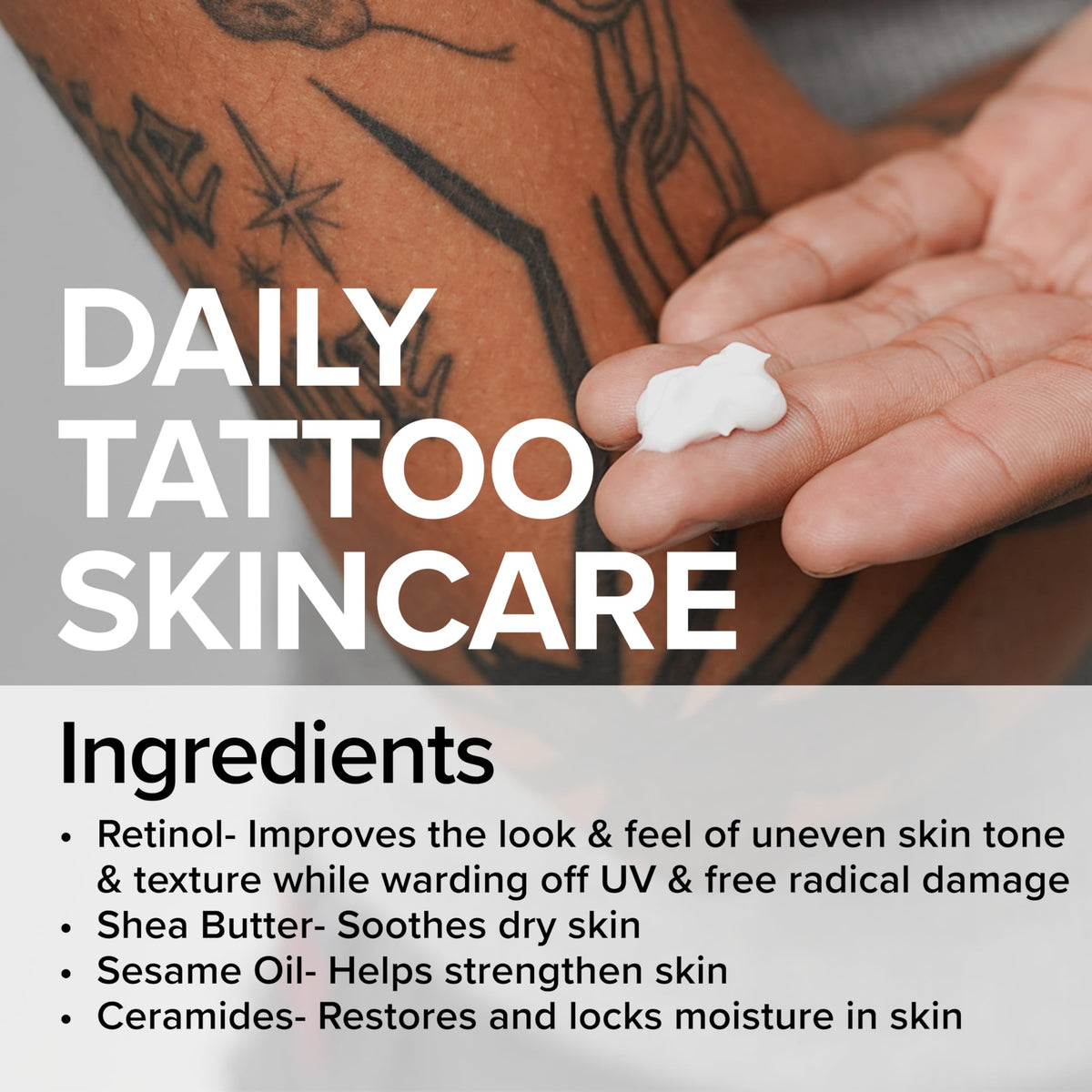 Mad Rabbit lotion texture swipe showing lightweight, non-greasy feel