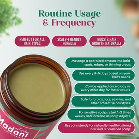 Madani Naturals applying grease to scalp during massage to improve scalp moisture