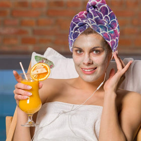 MADHOLLY child wearing towel wrap showing comfortable practical drying