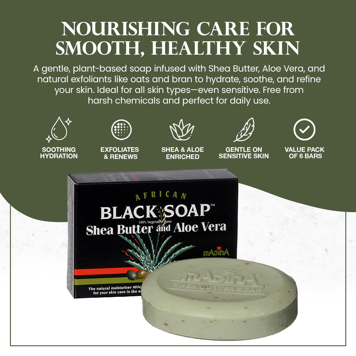 Madina soap texture close-up revealing oats and bran for gentle exfoliation
