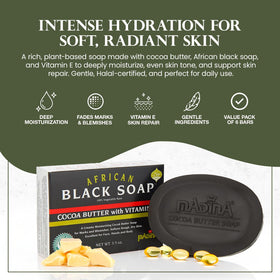 Madina soap close-up texture highlighting creamy cocoa butter hydration