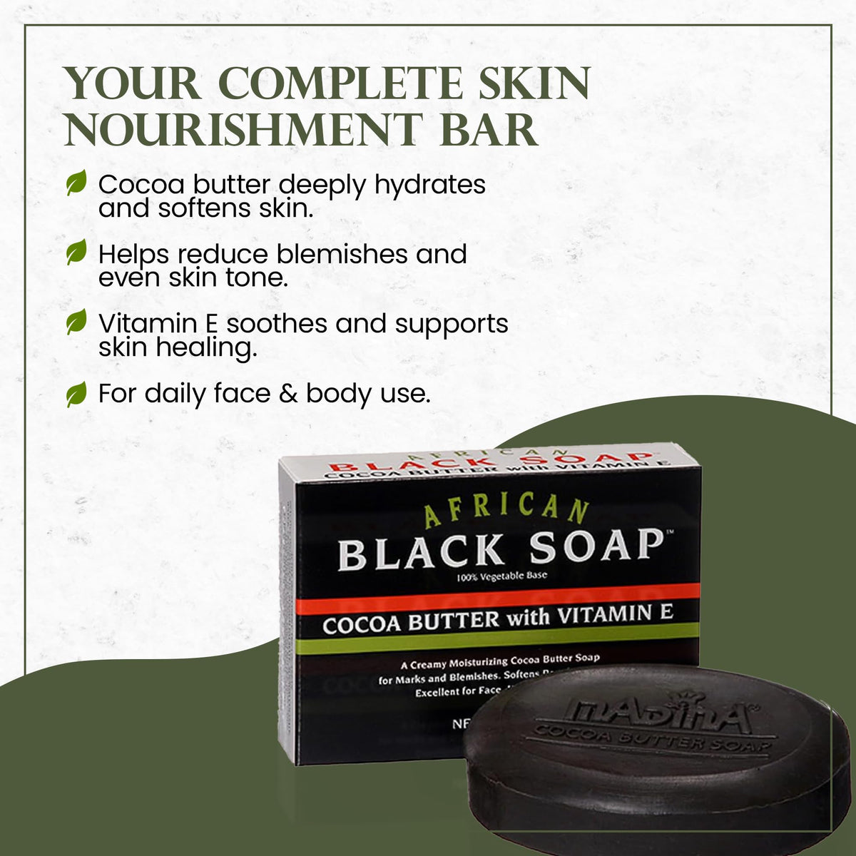 Madina soap cut bar interior showing natural color and moisturizing oils