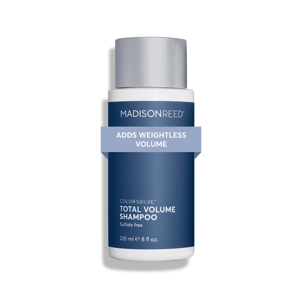 Madison Reed front packaging shows bottle and branding with volumizing benefit