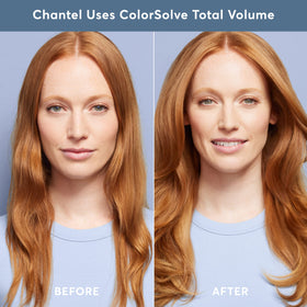 Madison Reed bottle in shower on wet hair shows easy root lift during use