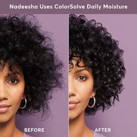 Madison Reed pouring conditioner into hand to show lightweight feel