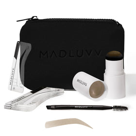 MADLUVV front packaging showing complete brow stamp kit and benefits