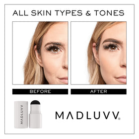 MADLUVV before-and-after eyebrow application demonstrating fuller natural brows