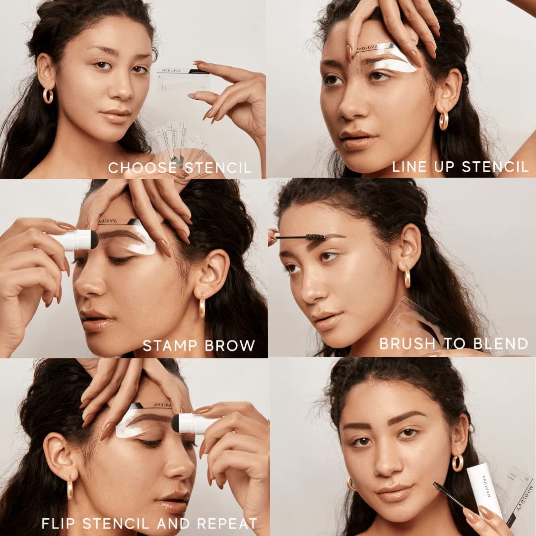 MADLUVV stamp in use lining and stamping brow evenly for quick shaping