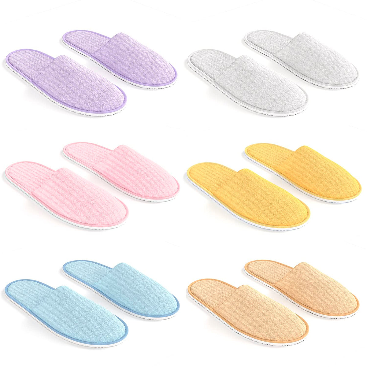 Maeline front packaging showing six-pair guest slipper pack and clear branding for convenience
