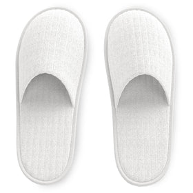 Maeline size comparison with hand holding slipper to show approximate 11-inch length