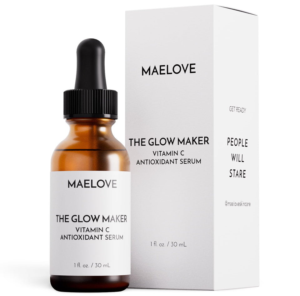MAELOVE Glow Maker front packaging showing bottle and label, highlights concentration benefit