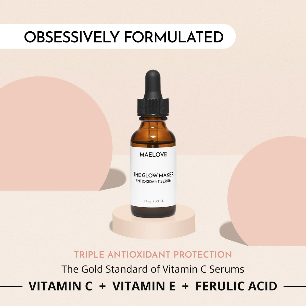 MAELOVE Glow Maker label closeup, showing active ingredients and formulation clarity