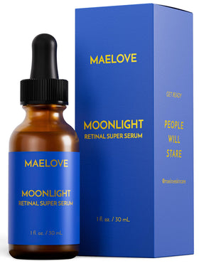 MAELOVE front packaging showing serum bottle and brand for clear product ID