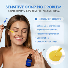 MAELOVE serum on hand scale demonstrating recommended single-use amount