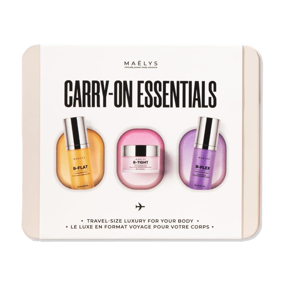 MAËLYS trio front packaging showing three travel firming cream minis for convenience