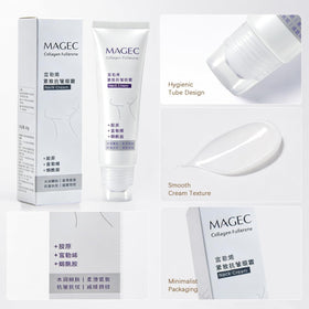 Magec cream jar open contents showing cream consistency and hydration