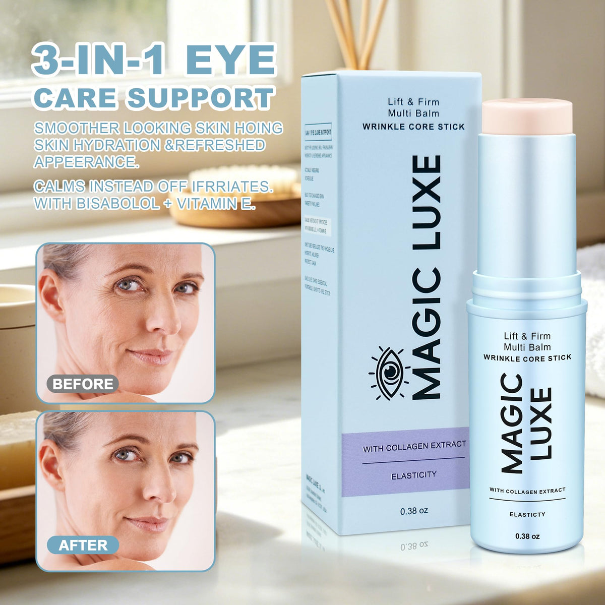 MAGIC LUXE OIL application under eye demonstrating quick hydration benefit