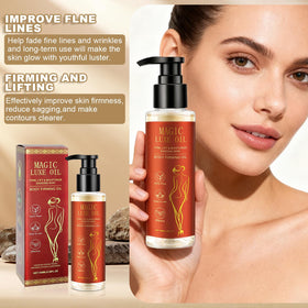 MAGIC LUXE OIL next to hand for size comparison benefit: generous 100 ml volume