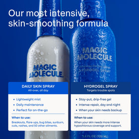 Magic Molecule bottle held in hand to show true 3.4 oz size and portability