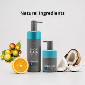 MagicSleek label close-up highlighting sulfate- and paraben-free benefits